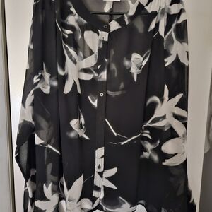 Calvin Klein Monochrome Sheer Blouse